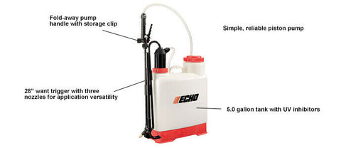 MS53BPE Genuine Echo 5 gallon, 90 PSI Backpack Sprayer, Piston Style Pump