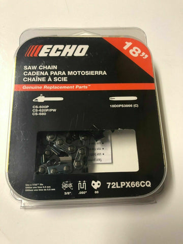 72LPX66CQ Genuine Echo 18" Power Cut Chainsaw Chain, CS-620P, CS-620PW, CS-680