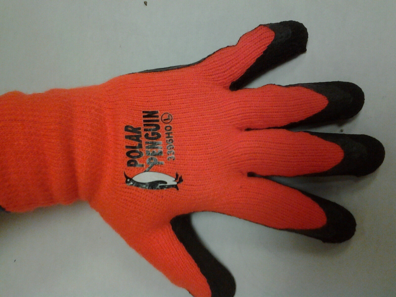 Size Medium MAJESTIC HI-VIZ LINED BLAZE ORANGE RUBBER PALM GLOVE POLAR PENGUIN