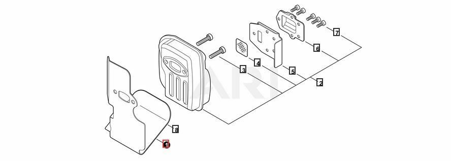 P021050901 + V104002310 Muffler Kit w/Hardware & Heat Shield PAS-2620 SRM-2620