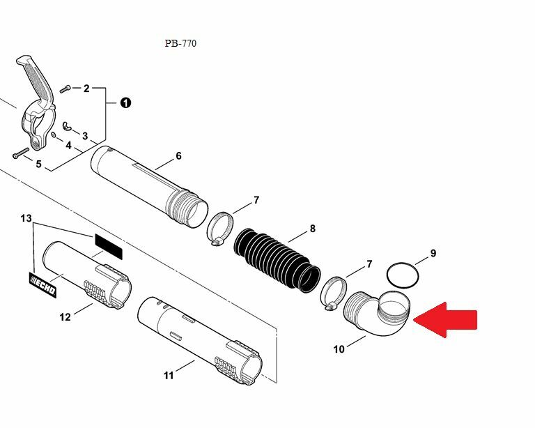 E160000131 GENUINE ECHO!! PB-760LN PB-770H PB-770T Blower Tube Elbow E160000130