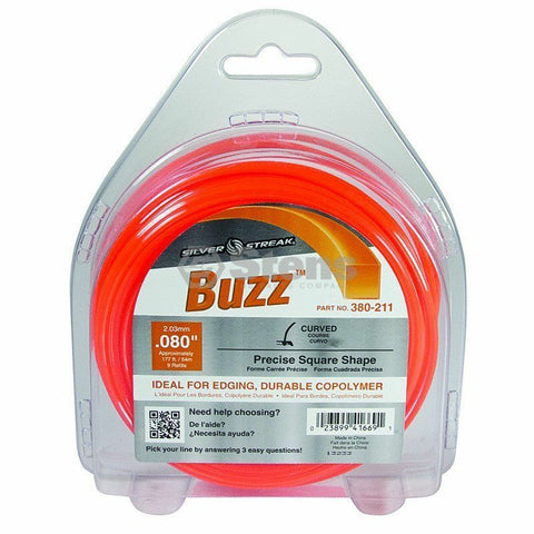380-211 Buzz .080 Trimmer Line STENS Silver Streak 1/2lb Donut (128ft)