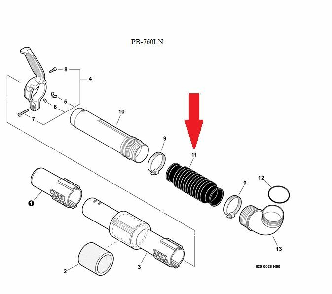 E164000080 OEM ECHO Flexible Blower Tube PB-580T, PB-580H, EB600RT GREAT PRICE!