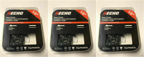 (3 PACK) 72LPX66CQ Genuine Echo 18" Chainsaw Chain, CS-620P, CS-620PW